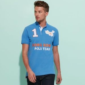 Shanghai Tang Hong Kong Polo Shirt Small Blue